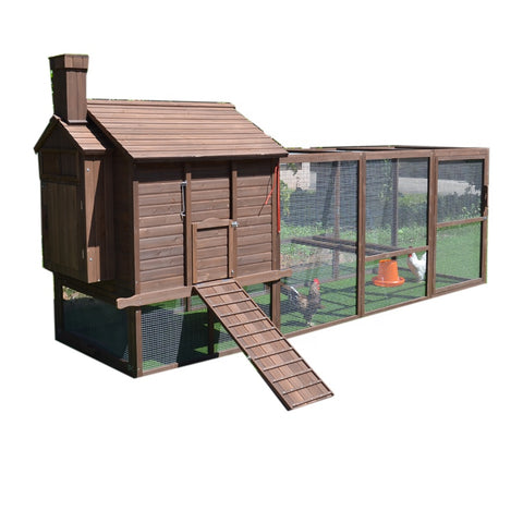 The Smoky Log Cabin - Covered Run and Nesting Boxes (Up to 10 hens)
